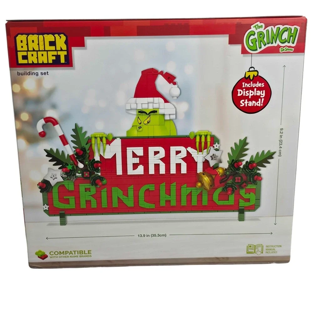 Brickcraft The Grinch Merry Grinchmas Sign Building Set 568 Pieces Christmas NEW